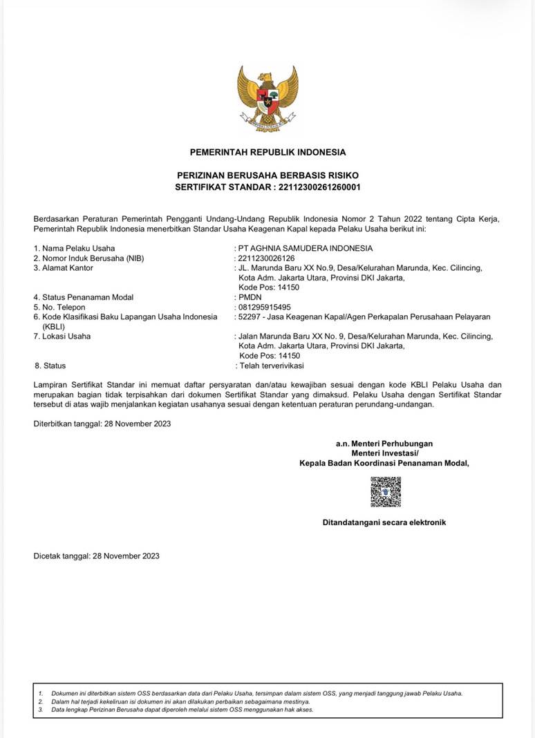 Preview of OSS Standard Certificate